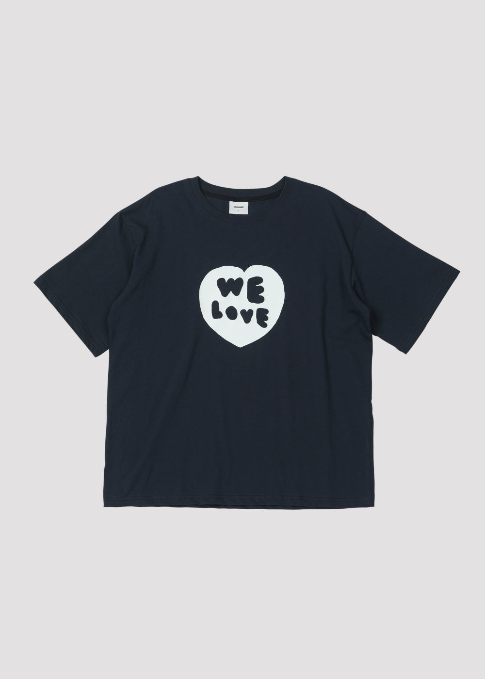 OOOWL 30S T SHIRT FILLED HEART NAVY