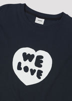 OOOWL 30S T SHIRT FILLED HEART NAVY