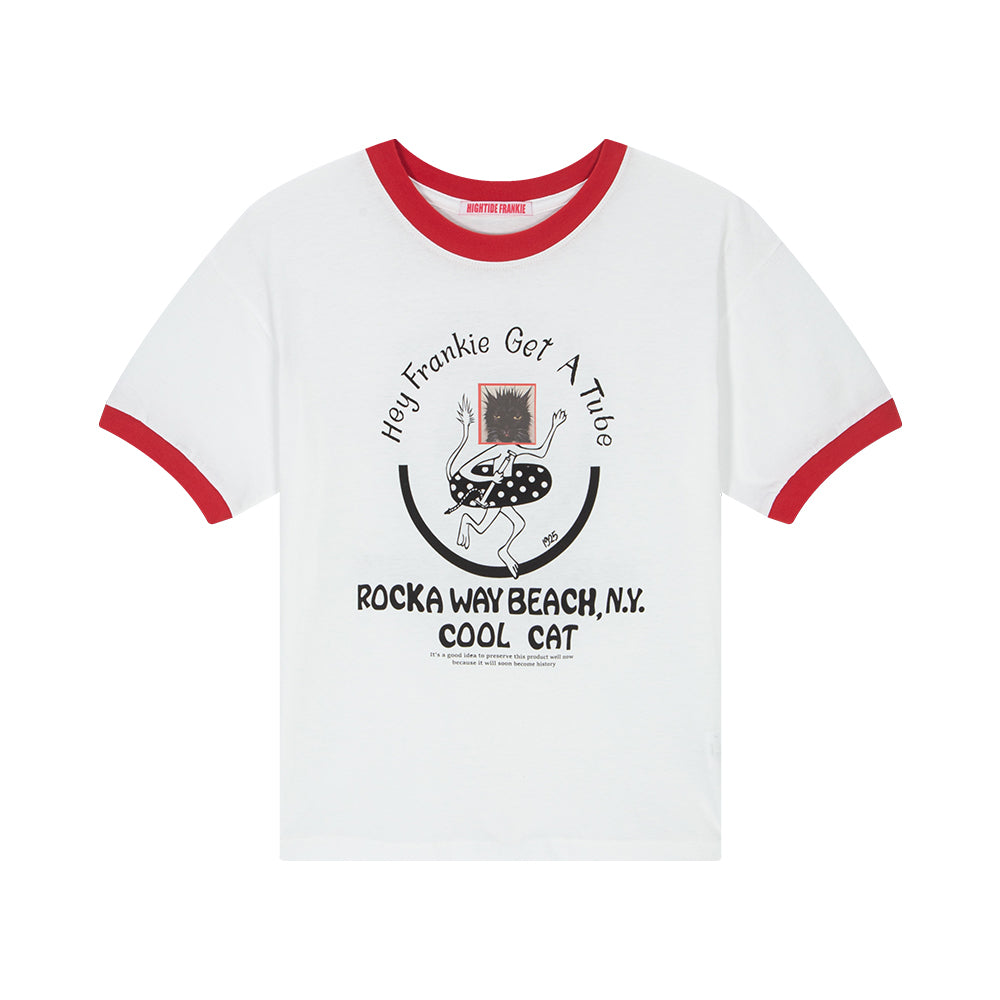 HIGHTIDE FRANKIE Cool Cat Ringer Tee Black