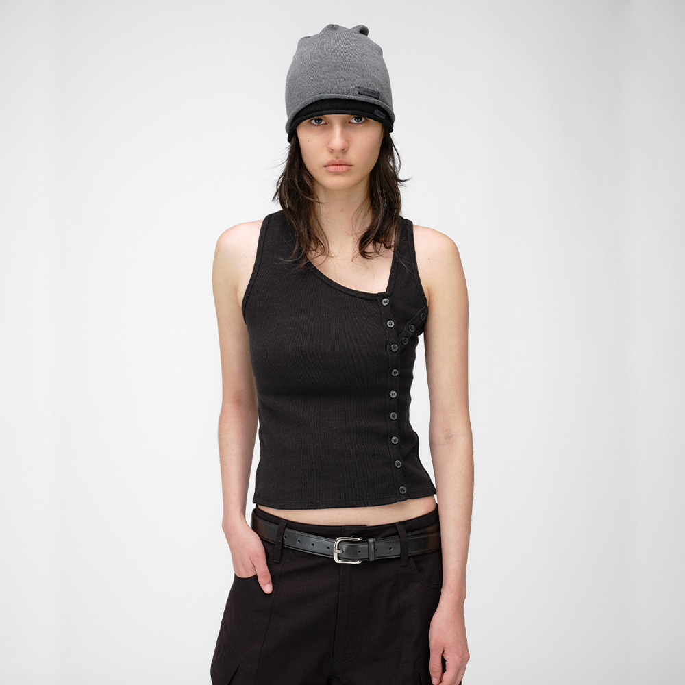 LOADINGROOM ASYMMETRICAL TANK TOP [BLACK]