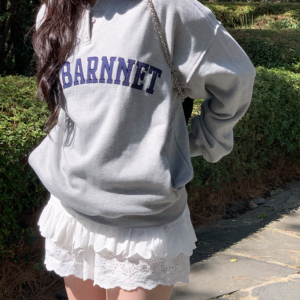 THE BARNNET Rovey Henryneck Sweat Shirt_Grey