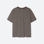 MOONSUN M.C UNISEX, Stripe Oversized T-Shirt / KHAKI BROWN STRIPE