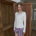 PISCESS Color combination layered long sleeve tee_white