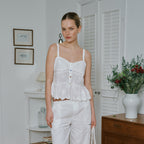 GREENBUTTER Mixed Button Sleeveless Blouse (Ivory)