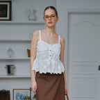 GREENBUTTER Mixed Button Sleeveless Blouse (Ivory)