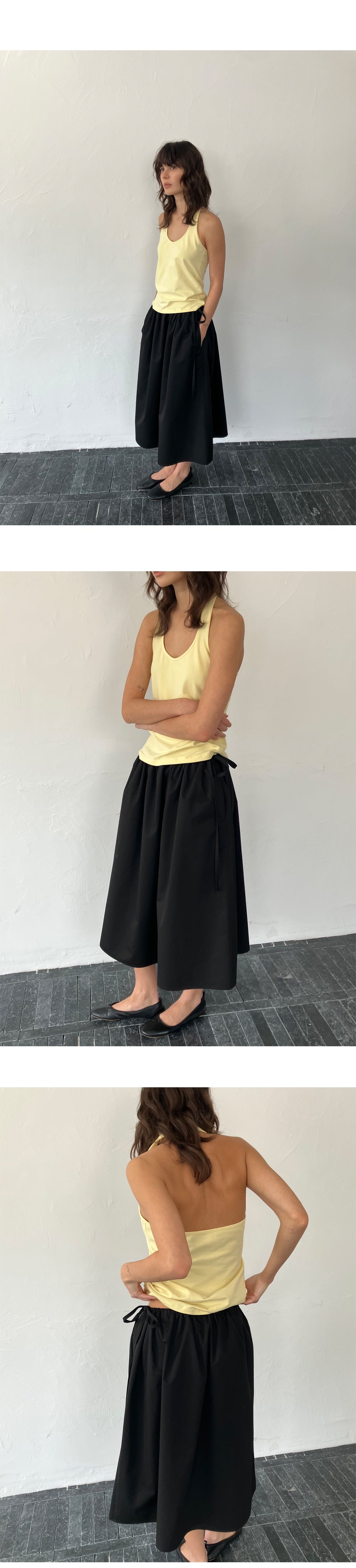 LO61 Boa Halter Top in Pale Yellow