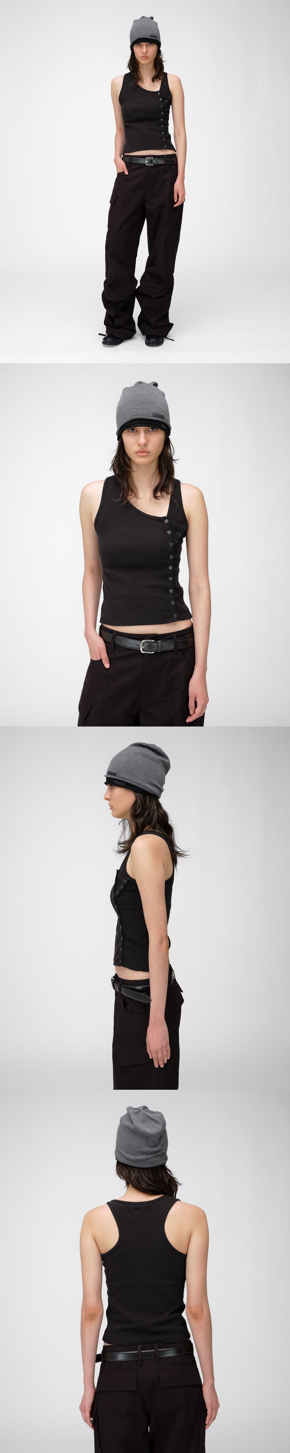LOADINGROOM ASYMMETRICAL TANK TOP [BLACK]