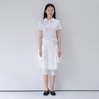 OHESHIO ROUND COLLAR JACQUARD PUNCHING TEE, WHITE