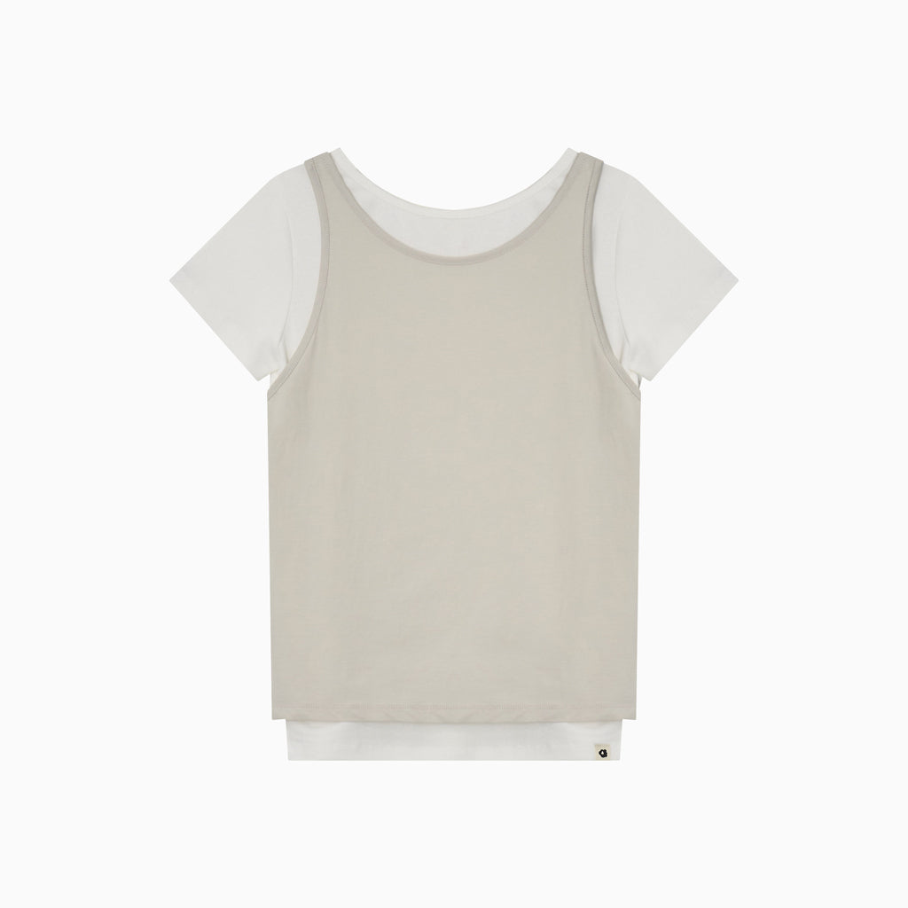 OHESHIO TWO-WAY LAYERED T-SHIRT, IVORY
