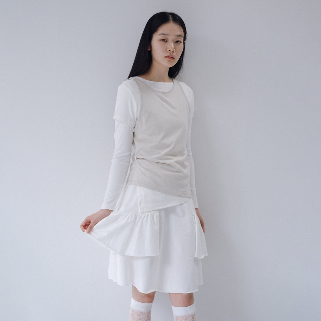 OHESHIO TWO-WAY LAYERED T-SHIRT, IVORY