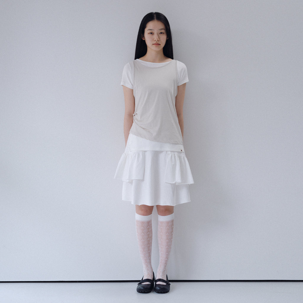 OHESHIO TWO-WAY LAYERED T-SHIRT, IVORY