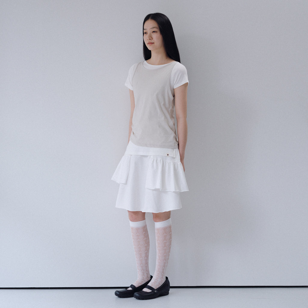 OHESHIO TWO-WAY LAYERED T-SHIRT, IVORY