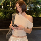 GLOWNY TILT DRAPE TOP (BEIGE)
