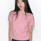 ames worldwide BASIC STRIPE COLLAR TEE PINK