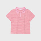 ames worldwide BASIC STRIPE COLLAR TEE PINK