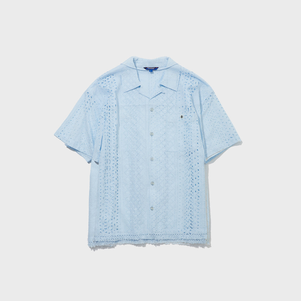 PENFIELD Crochet open collar pocket short sleeve shirt sky blue_FS2CT21U