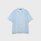 PENFIELD Crochet open collar pocket short sleeve shirt sky blue_FS2CT21U