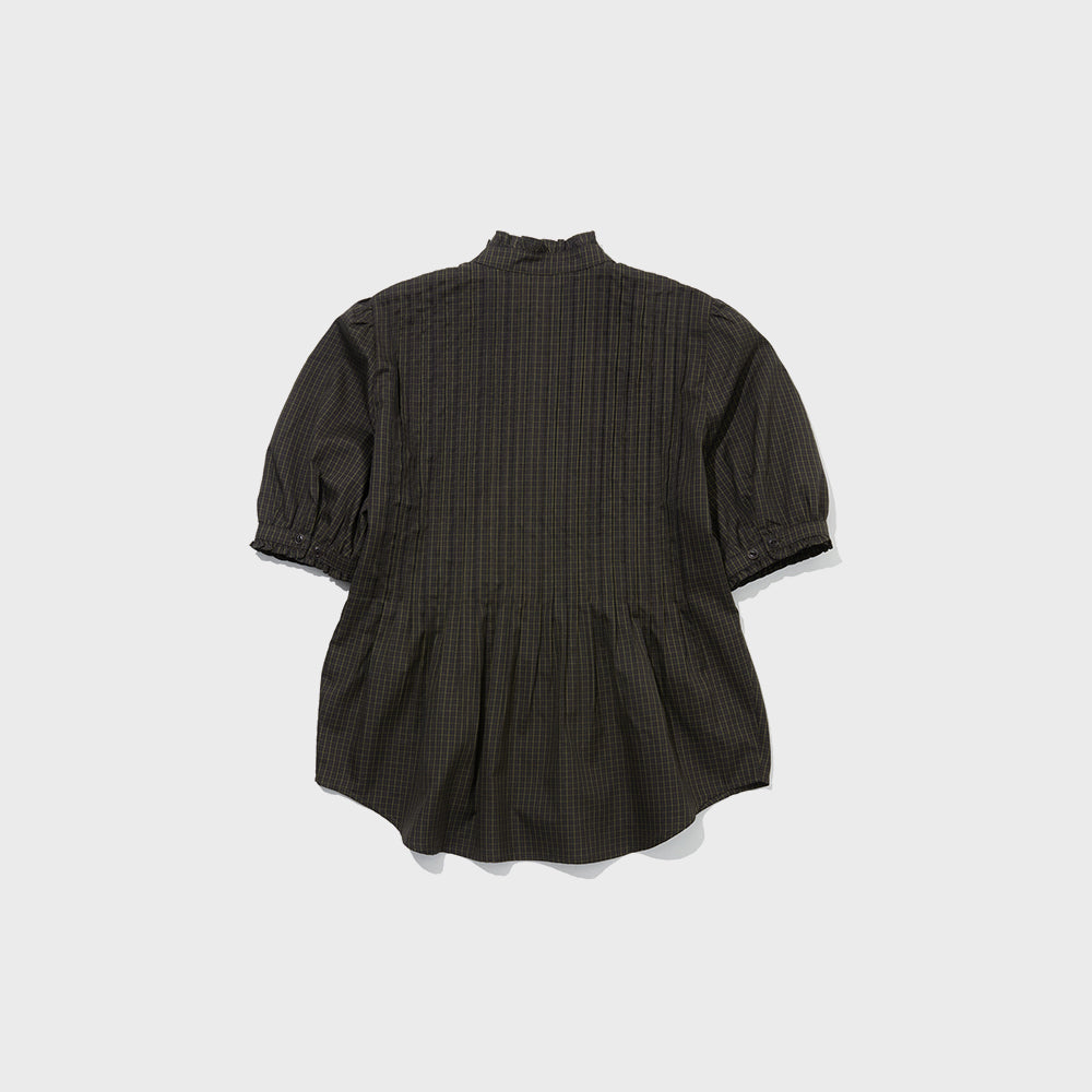 PENFIELD Pin tuck detail check shirt brown_FS2WR22F