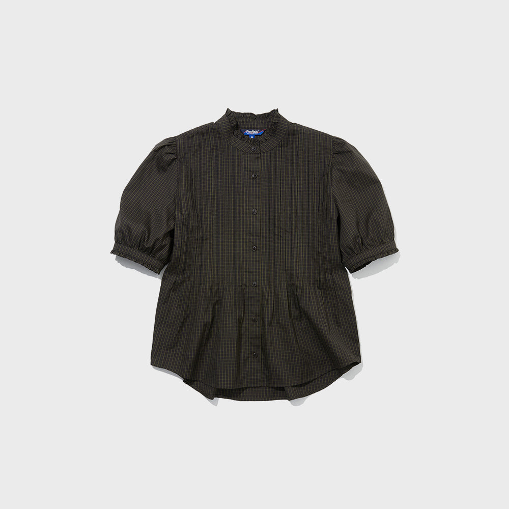 PENFIELD Pin tuck detail check shirt brown_FS2WR22F