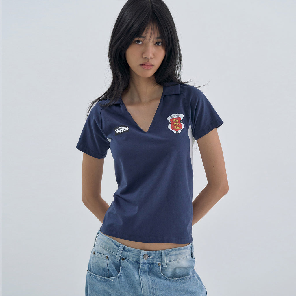 WELLBEING EXPRESS Cotton Football Half Sleeve Navy