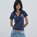 WELLBEING EXPRESS Cotton Football Half Sleeve Navy