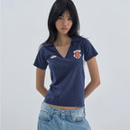 WELLBEING EXPRESS Cotton Football Half Sleeve Navy