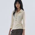WELLBEING EXPRESS Button up 3/4 Sleeve Ivory