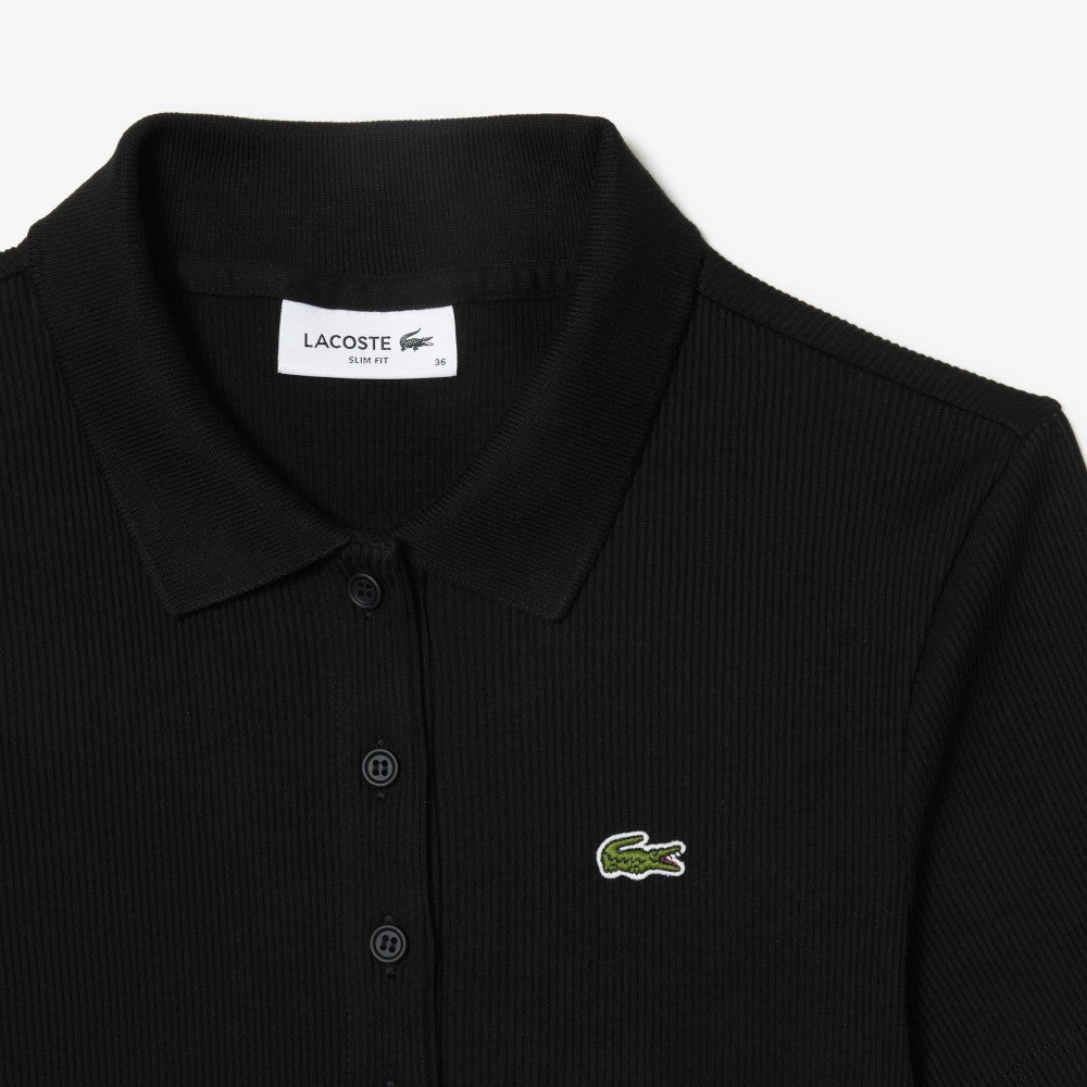 LACOSTE Women's Slim Fit Ribbed Polo Shirt DF5377-56G 031