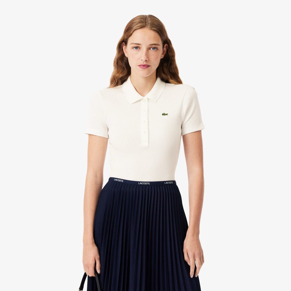 LACOSTE Women's Slim Fit Rib Tissue Polo Shirt DF5377-56G 70V