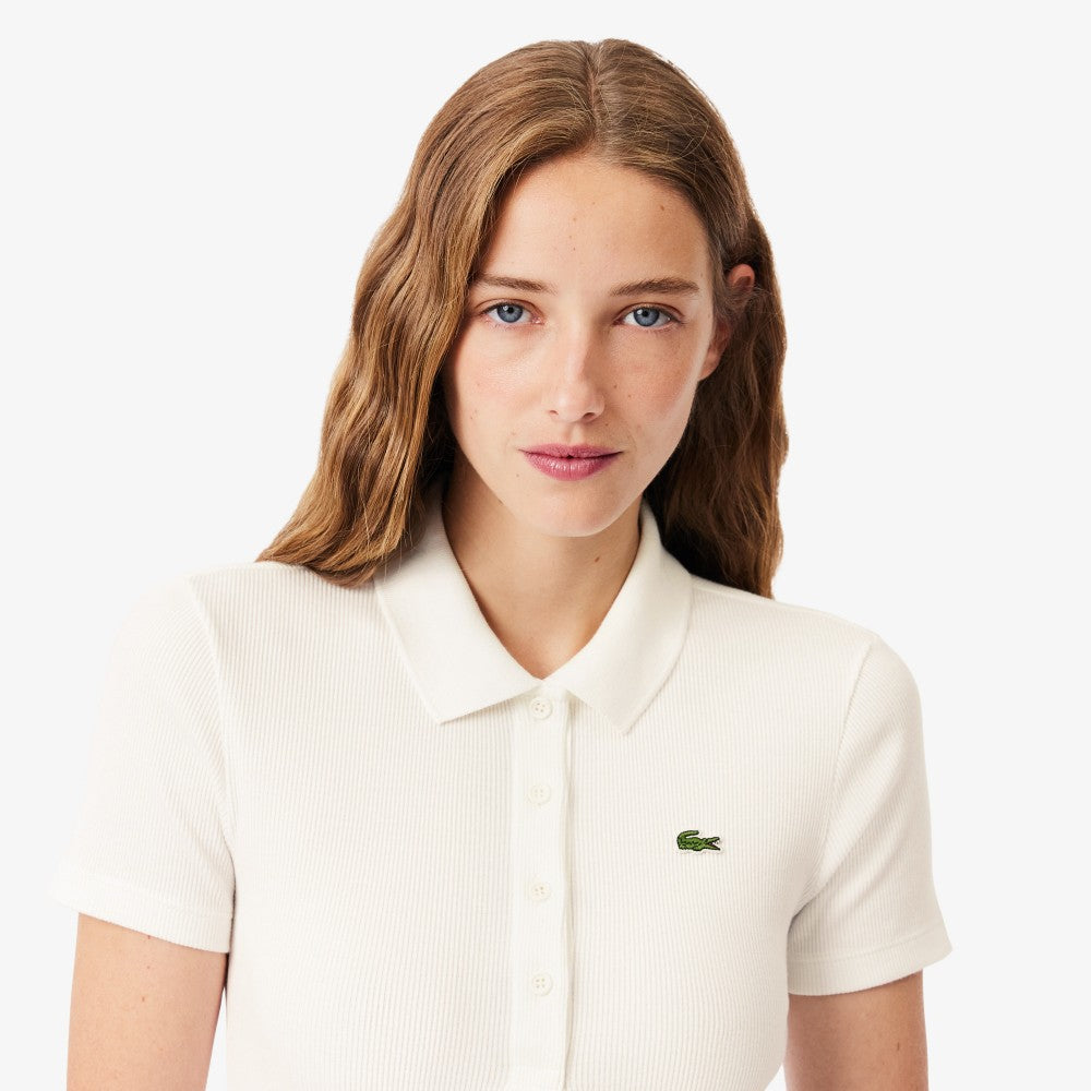 LACOSTE Women's Slim Fit Rib Tissue Polo Shirt DF5377-56G 70V