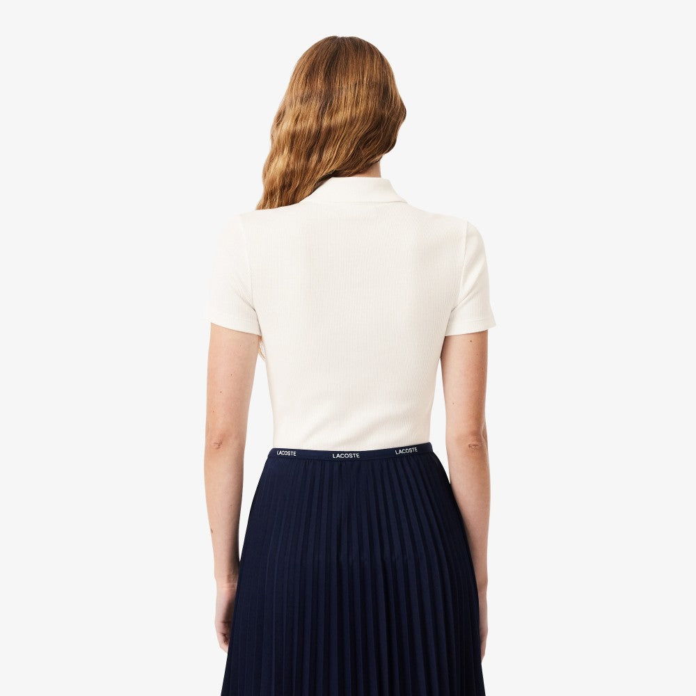 LACOSTE Women's Slim Fit Rib Tissue Polo Shirt DF5377-56G 70V