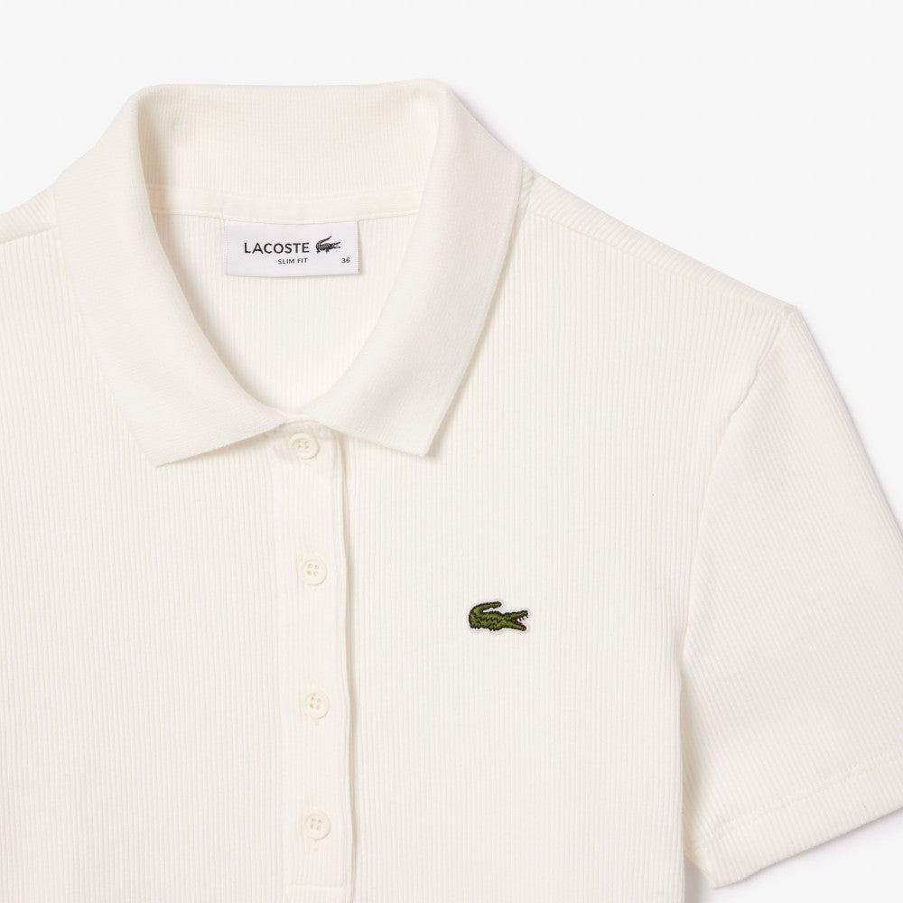 LACOSTE Women's Slim Fit Rib Tissue Polo Shirt DF5377-56G 70V