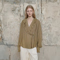 MU:ARVO Frill & Shirred Double Blouse _ Soft Khaki
