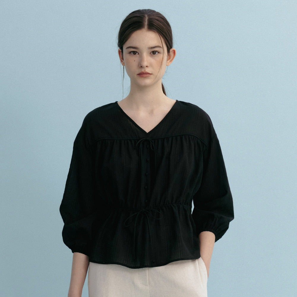 MANGOMANYPLEASE CLICHE STRING BLOUSE_BLACK