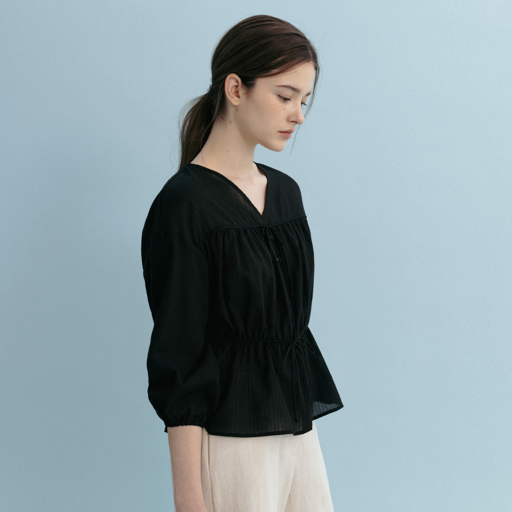 MANGOMANYPLEASE CLICHE STRING BLOUSE_BLACK