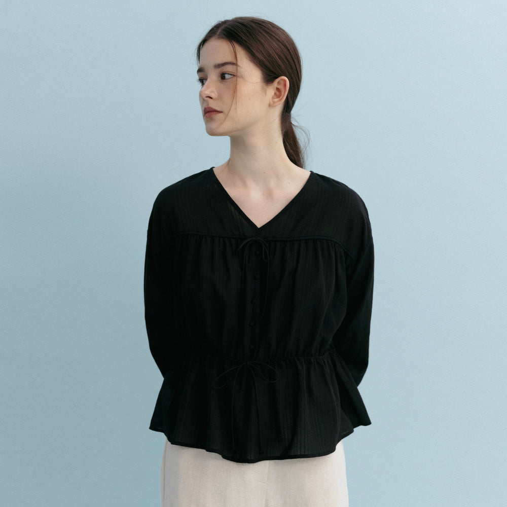 MANGOMANYPLEASE CLICHE STRING BLOUSE_BLACK