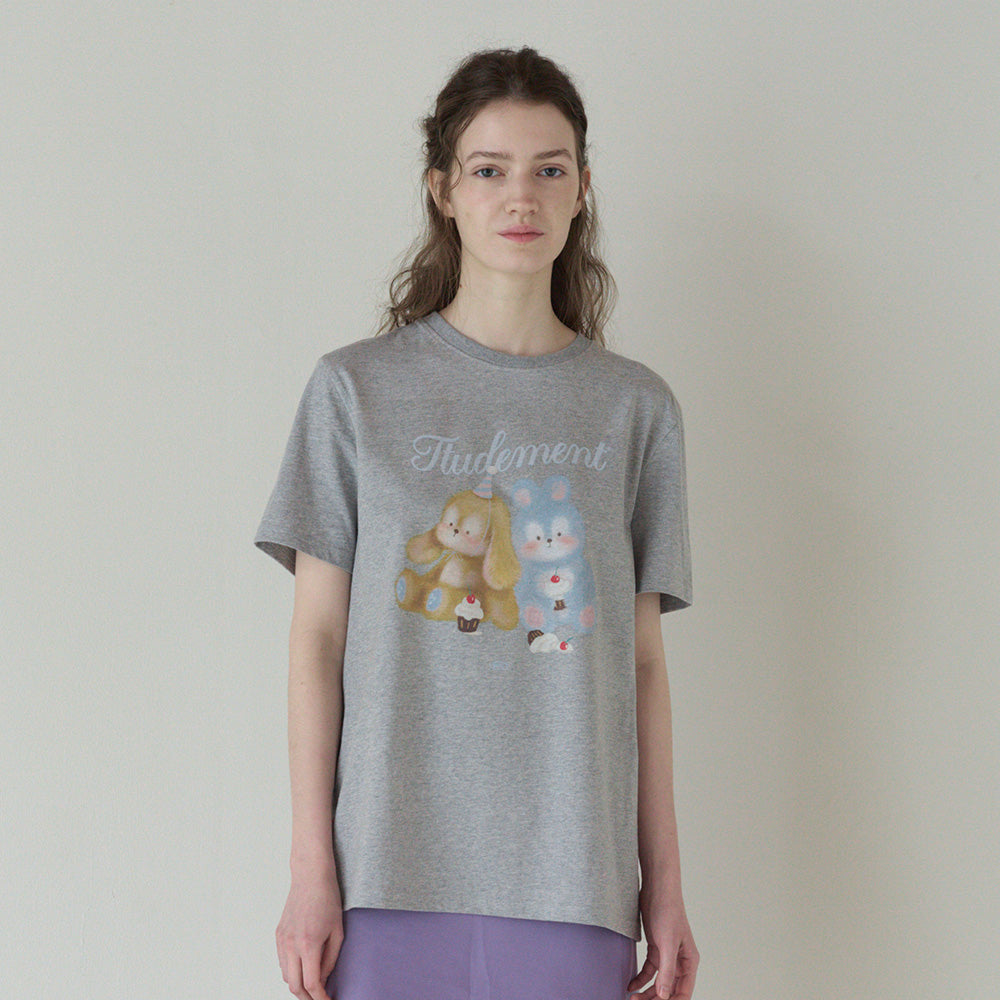 TTUDEMENT TTUDDI FRIENDS T-SHIRT_MELANGE GREY