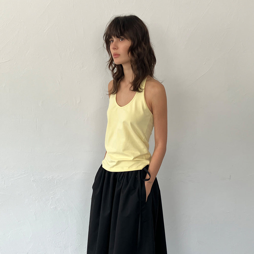 LO61 Boa Halter Top in Pale Yellow