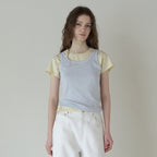 TTUDEMENT 50s EMBROIDERED SLEEVELESS T-SHIRT_LIGHT BLUE
