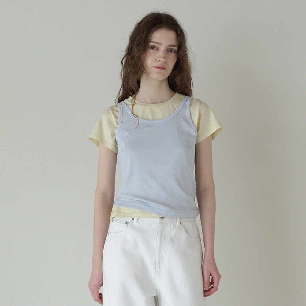 TTUDEMENT 50s EMBROIDERED SLEEVELESS T-SHIRT_LIGHT BLUE