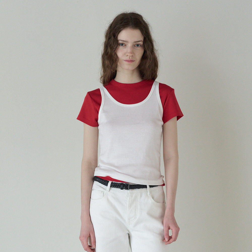 TTUDEMENT 50s EMBROIDERED SLEEVELESS T-SHIRT_WHITE