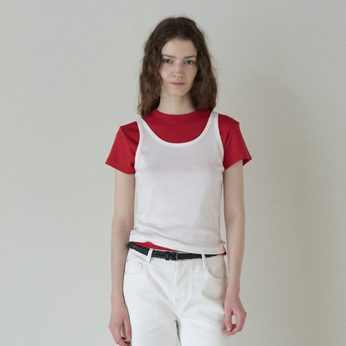TTUDEMENT 50s EMBROIDERED SLEEVELESS T-SHIRT_WHITE