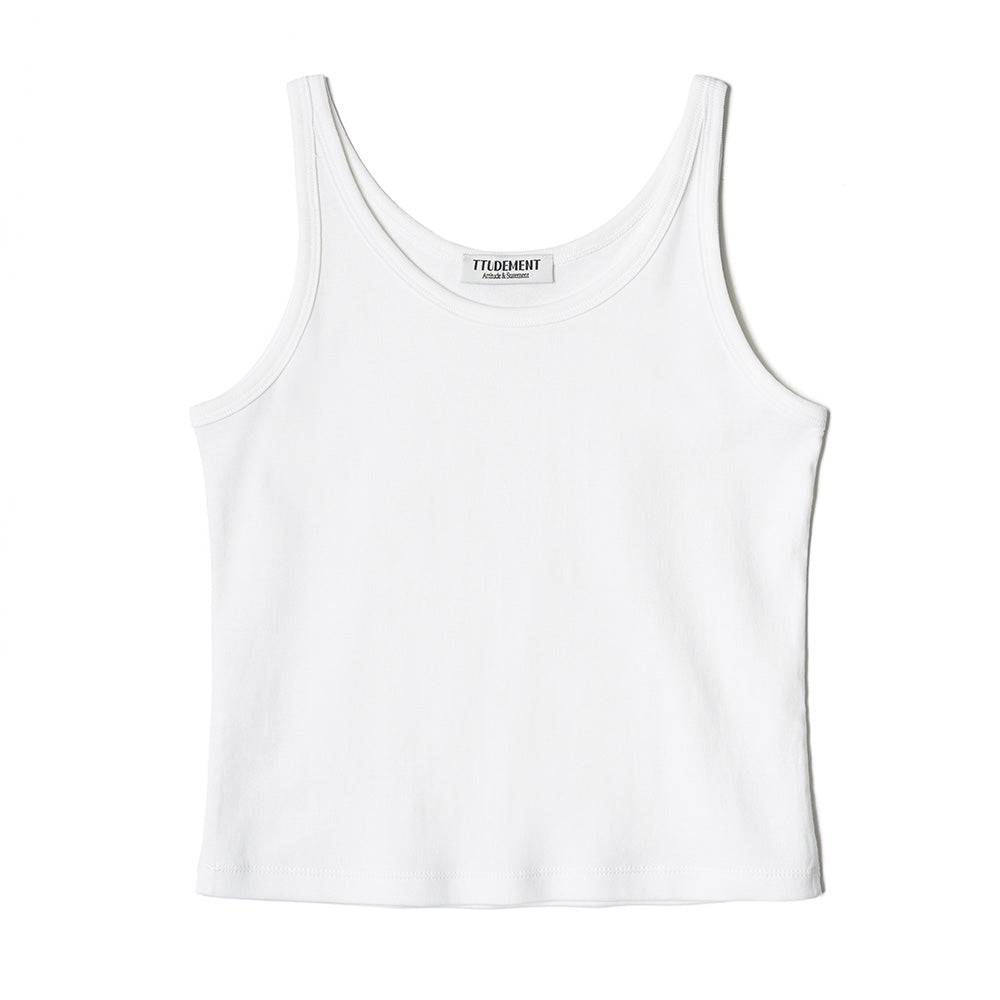 TTUDEMENT 50s EMBROIDERED SLEEVELESS T-SHIRT_WHITE