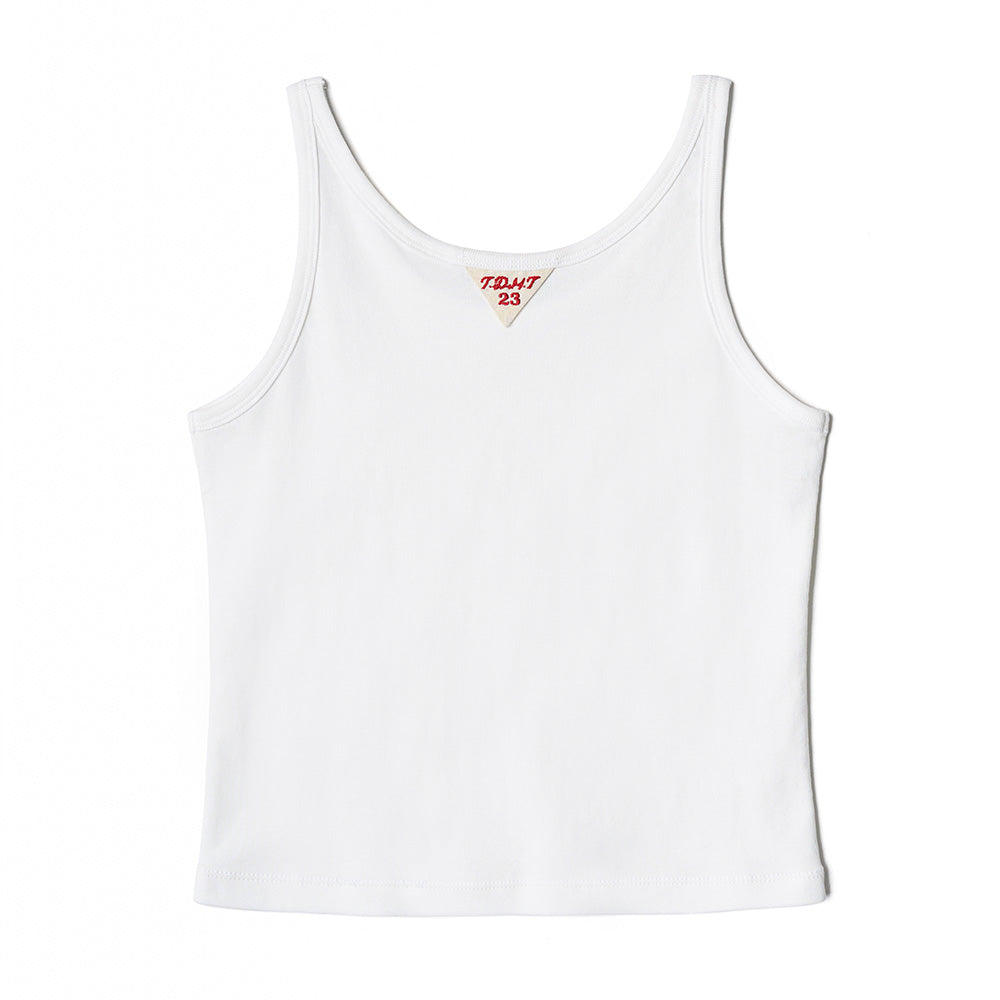 TTUDEMENT 50s EMBROIDERED SLEEVELESS T-SHIRT_WHITE
