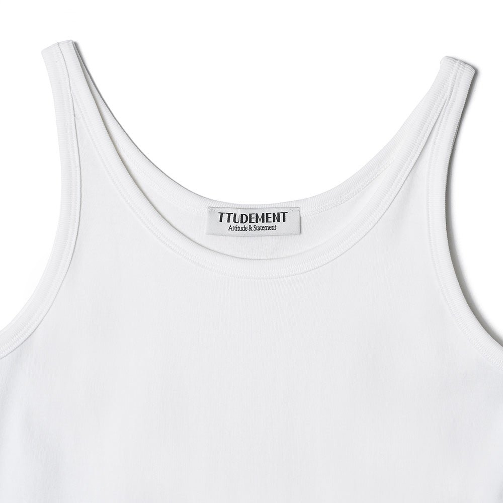 TTUDEMENT 50s EMBROIDERED SLEEVELESS T-SHIRT_WHITE