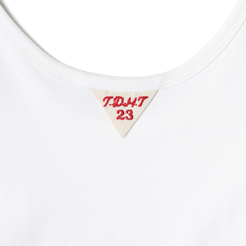 TTUDEMENT 50s EMBROIDERED SLEEVELESS T-SHIRT_WHITE