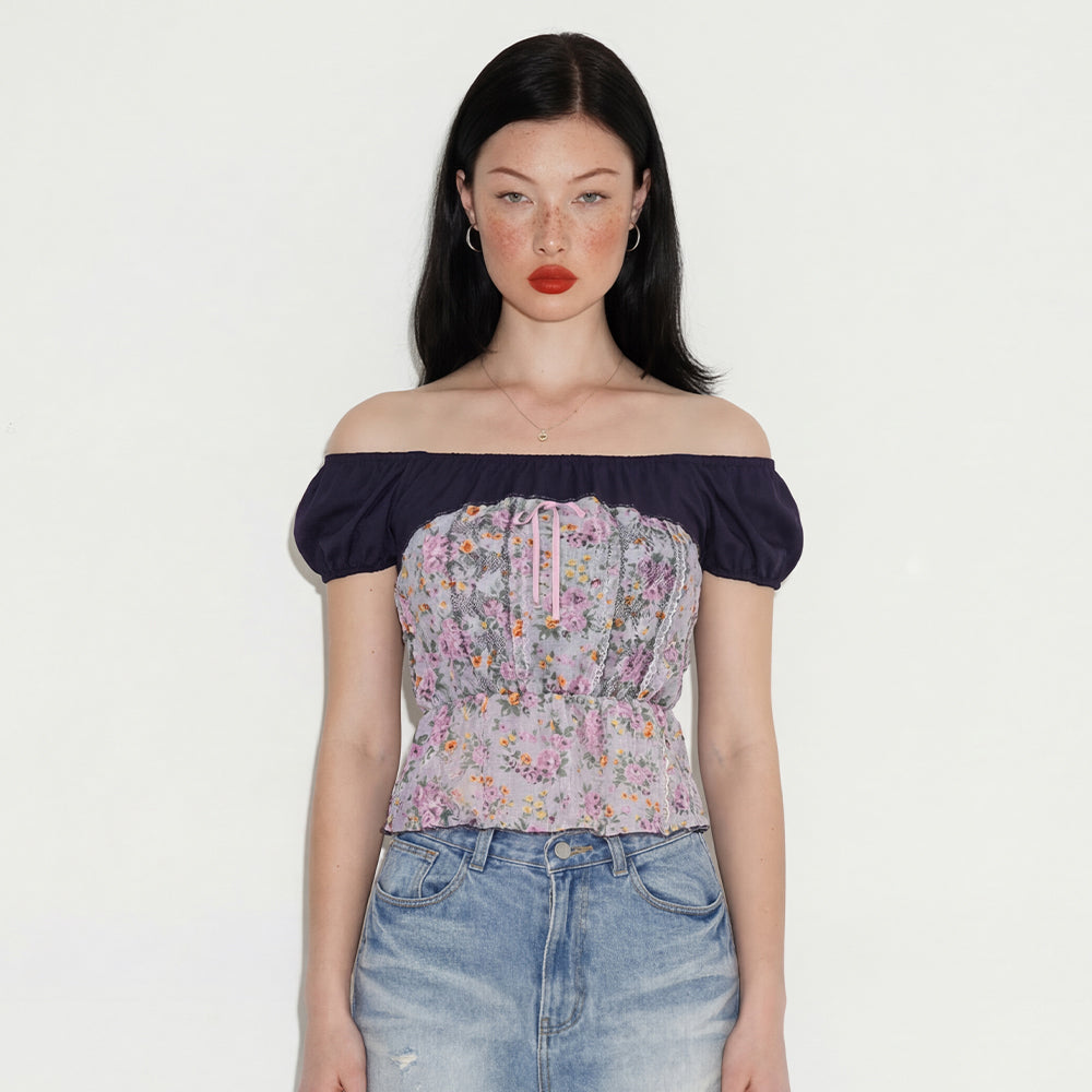 SETSETSET Rosaline puff blouse dark purple