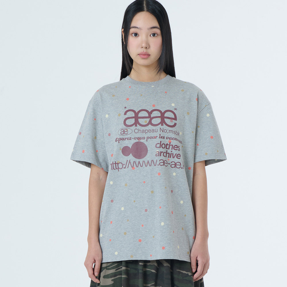 aeae WEB LOGO COLOR DOT T-SHIRTS [MELANGE GREY]