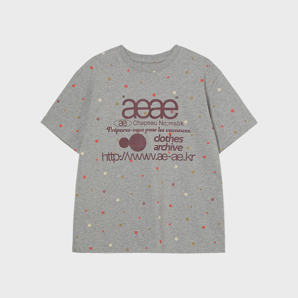 aeae WEB LOGO COLOR DOT T-SHIRTS [MELANGE GREY]