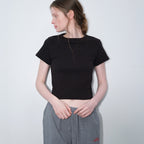 FRIVER07 Bottle cotton crop t-shirt_Black